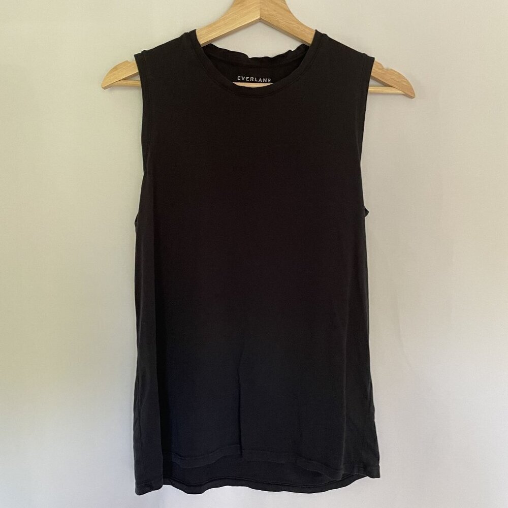 Everlane sz small black sleeveless top casual workout athleisure supima cotton